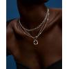 imageORAZIO Layered Necklaces for Women14K Gold PlatedSilver Stacked Necklaces for WomenDainty Pearl Paper Clip Chain Pendant Choker Necklace Set Cute CZ Stackable Womens Necklaces Trendy Gold Y Necklace Jewelry Set GiftSilver
