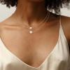imageORAZIO Pearl Necklaces for Women 14K Gold Plated Layered Pearls Choker Necklace Dainty Freshwater Pearl Pendant Necklace Gold Necklace with Pearl Jewelry Gift for WomenDouble Pearl NecklaceGold