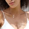 imageORAZIO Pearl Necklaces for Women 14K Gold Plated Layered Pearls Choker Necklace Dainty Freshwater Pearl Pendant Necklace Gold Necklace with Pearl Jewelry Gift for WomenDouble Pearl NecklaceGold