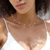 imageORAZIO Pearl Necklaces for Women 14K Gold Plated Layered Pearls Choker Necklace Dainty Freshwater Pearl Pendant Necklace Gold Necklace with Pearl Jewelry Gift for WomenSatellite Pearl Necklace