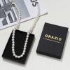 imageORAZIO Pearl Necklaces for Women 14K Gold Plated Layered Pearls Choker Necklace Dainty Freshwater Pearl Pendant Necklace Gold Necklace with Pearl Jewelry Gift for WomenPearl Around Choker