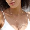 imageORAZIO Pearl Necklaces for Women 14K Gold Plated Layered Pearls Choker Necklace Dainty Freshwater Pearl Pendant Necklace Gold Necklace with Pearl Jewelry Gift for WomenHeart Satellite PearlGold