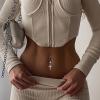imageOrazio 14G Belly Button Hoop Rings  Surgical Steel Clicker Hinged Dangling Navel Rings in Gold ampamp Silver Tone 10mm ampamp 12mmSilver10mm