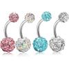 imageORAZIO 14G 316L Stainless Steel Belly Button Ring48Pcs Belly Button Rings Internally Threaded Round Nipple Barbell Studs Navel RingMulticolor Round CZ Belly Rings for Women Body Piercing JewelryB4Pcs  WhiteBluePinkMilky
