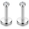 imageORAZIO 18G 610MM Stainless Steel Lip Rings Nose Studs Piercing Internally ThreadedB1 Pairs6mm
