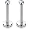 imageORAZIO 18G 610MM Stainless Steel Lip Rings Nose Studs Piercing Internally ThreadedD1 Pairs10mm