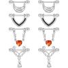 imageORAZIO 4 Pairs 14G Nipple Rings Surgical Steel Nipple Piercing Jewelry Heart CZ Straight Nipple Barbell Piercing Silver Rose Gold Nipple Rings for Women 14mm 16mm 18mm