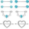 imageORAZIO 4 Pairs 14G Stainless Steel Nipplerings Nipple Tongue Rings CZ Opal Barbell Body Piercing JewelryA4 Pairs Blue