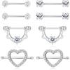 imageORAZIO 4 Pairs 14G Stainless Steel Nipplerings Nipple Tongue Rings CZ Opal Barbell Body Piercing JewelryC4 Pairs Silver Tone