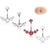 imageORAZIO 4Pcs Belly Button Ring 14G Belly Rings Stainless Steel Barbell Belly Rings For Women Simple Long Bar Belly Button Rings CZ Belly Button Piercing Gold Silver Rose Gold Reverse Navel Rings Body Piercing JewelrySilver