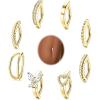 imageORAZIO 8Pcs Belly Button Ring Surgical Steel 14G Clicker Belly Rings for Women CZ Heart Butterfly Belly Button Piercing Simple Reverse Navel Barbell Rings Body Piercing JewelryGold10mm