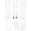 imageORAZIO 9 Pairs Threader Earrings for Women Stainless Steel Chain Tassel Earrings Lightweight Double Twist Wave Heart Moon Leaf Threader Dangle Drop Earrings Minimalist Long Chain Earrings SetSilver Tone
