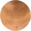 imageORAZIO Cross Necklace for Women  14K Gold Plated Layered Cross Necklace Cute CZ Cross Pendant Necklaces Dainty Sideways Cross Choker Necklaces Minimalist Twisted Chain Necklace Small Cross Layering Necklace SetCZ Classic Cross14K Gold