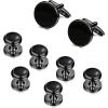 imageORAZIO Cuff Links Mens Stainless Steel Cuff Links and Studs Set Gold Black Cufflinks for Men Tuxedo Studs Buttons for Formal Kit Business or Wedding ShirtsD Blacktone