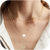 imageORAZIO Gold Necklaces for WomenDainty Layered Choker Necklace14K Gold Plated Pendant Necklace Multilayer DiscBarPearls NecklacesAdjustable Layering Choker Necklaces for WomenCoin  Disc