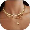 imageORAZIO Initial Necklaces for Women 14K Gold Layered Initial Choker Necklaces Dainty Snake Paperclip Chain Letter Layering Necklace Engraved Initial Necklace AZ Personalized Gold Jewelry Gifts14K Gold Plated