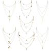 imageORAZIO Layered Necklace for Women Star Ball Horn Infinity Leaf Bead Feather Shell Circle Bar Coin Pendant Necklace Chain Jewelry ageover 3 years oldGold Tone