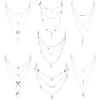 imageORAZIO Layered Necklace for Women Star Ball Horn Infinity Leaf Bead Feather Shell Circle Bar Coin Pendant Necklace Chain Jewelry ageover 3 years oldSilver Tone