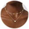 imageORAZIO Pearl Necklaces for Women 14K Gold Plated Layered Pearls Choker Necklace Dainty Freshwater Pearl Pendant Necklace Gold Necklace with Pearl Jewelry Gift for WomenHeart Satellite PearlGold