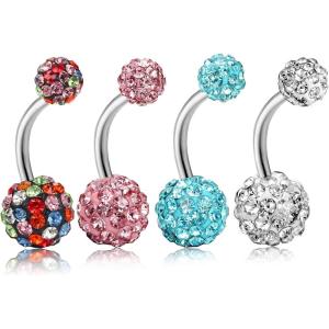 imageORAZIO 14G 316L Stainless Steel Belly Button Ring48Pcs Belly Button Rings Internally Threaded Round Nipple Barbell Studs Navel RingMulticolor Round CZ Belly Rings for Women Body Piercing JewelryD4Pcs  WhiteBluePinkColorful