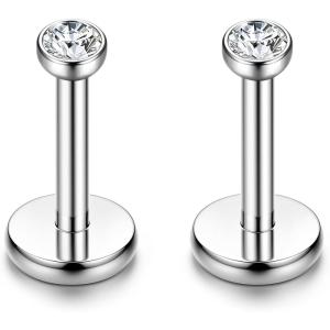 imageORAZIO 18G 610MM Stainless Steel Lip Rings Nose Studs Piercing Internally ThreadedB1 Pairs6mm