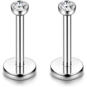 imageORAZIO 18G 610MM Stainless Steel Lip Rings Nose Studs Piercing Internally ThreadedC1 Pairs8mm