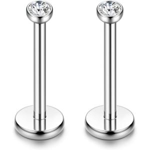 imageORAZIO 18G 610MM Stainless Steel Lip Rings Nose Studs Piercing Internally ThreadedD1 Pairs10mm