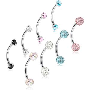 imageORAZIO 812Pcs 16G Stainless Steel Eyebrow Ring Lip Ring Body Piercing Jewelry 612mmD8Pcs Length12mm