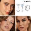 imageORAZIO 14 PCS Rook Piercing Jewelry Surgical Steel Eyebrow Piercing 16G Rook Earrings for Women Curved Barbells Eyebrow Rings Belly Lip Ring Cartilage Daith Helix Tragus Body PiercingsSilver Tone