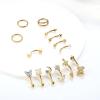 imageORAZIO 14 PCS Rook Piercing Jewelry Surgical Steel Eyebrow Piercing 16G Rook Earrings for Women Curved Barbells Eyebrow Rings Belly Lip Ring Cartilage Daith Helix Tragus Body PiercingsGold Tone