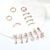 imageORAZIO 14 PCS Rook Piercing Jewelry Surgical Steel Eyebrow Piercing 16G Rook Earrings for Women Curved Barbells Eyebrow Rings Belly Lip Ring Cartilage Daith Helix Tragus Body PiercingsRose Gold