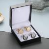 imageORAZIO 2 Pairs Cufflinks for Men Stainless Steel Personalized Initial Cufflinks Silver Gold Engraved Cuff Links Alphabet Letter AZ with Gift Box for Father HusbandI