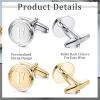 imageORAZIO 2 Pairs Cufflinks for Men Stainless Steel Personalized Initial Cufflinks Silver Gold Engraved Cuff Links Alphabet Letter AZ with Gift Box for Father HusbandF