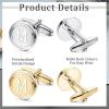 imageORAZIO 2 Pairs Cufflinks for Men Stainless Steel Personalized Initial Cufflinks Silver Gold Engraved Cuff Links Alphabet Letter AZ with Gift Box for Father HusbandM