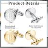 imageORAZIO 2 Pairs Cufflinks for Men Stainless Steel Personalized Initial Cufflinks Silver Gold Engraved Cuff Links Alphabet Letter AZ with Gift Box for Father HusbandE