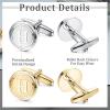 imageORAZIO 2 Pairs Cufflinks for Men Stainless Steel Personalized Initial Cufflinks Silver Gold Engraved Cuff Links Alphabet Letter AZ with Gift Box for Father HusbandH