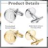 imageORAZIO 2 Pairs Cufflinks for Men Stainless Steel Personalized Initial Cufflinks Silver Gold Engraved Cuff Links Alphabet Letter AZ with Gift Box for Father HusbandT