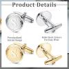 imageORAZIO 2 Pairs Cufflinks for Men Stainless Steel Personalized Initial Cufflinks Silver Gold Engraved Cuff Links Alphabet Letter AZ with Gift Box for Father HusbandS