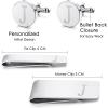 imageORAZIO 4 PCS Initial Cufflinks and Tie Clips for Men Stainless Steel Personalized Engraved Cuff Links and Tie Bar Money Clip Set Alphabet Letter AZ with Gift Box for Father HusbandLetterJSilver Tone