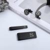 imageORAZIO 4 PCS Initial Cufflinks and Tie Clips for Men Stainless Steel Personalized Engraved Cuff Links and Tie Bar Money Clip Set Alphabet Letter AZ with Gift Box for Father HusbandLetterSBlack Tone