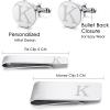 imageORAZIO 4 PCS Initial Cufflinks and Tie Clips for Men Stainless Steel Personalized Engraved Cuff Links and Tie Bar Money Clip Set Alphabet Letter AZ with Gift Box for Father HusbandLetterKSilver Tone