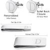 imageORAZIO 4 PCS Initial Cufflinks and Tie Clips for Men Stainless Steel Personalized Engraved Cuff Links and Tie Bar Money Clip Set Alphabet Letter AZ with Gift Box for Father HusbandLetterDSilver Tone