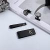 imageORAZIO 4 PCS Initial Cufflinks and Tie Clips for Men Stainless Steel Personalized Engraved Cuff Links and Tie Bar Money Clip Set Alphabet Letter AZ with Gift Box for Father HusbandLetterKBlack Tone