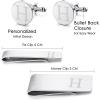 imageORAZIO 4 PCS Initial Cufflinks and Tie Clips for Men Stainless Steel Personalized Engraved Cuff Links and Tie Bar Money Clip Set Alphabet Letter AZ with Gift Box for Father HusbandLetterHSilver Tone