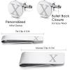 imageORAZIO 4 PCS Initial Cufflinks and Tie Clips for Men Stainless Steel Personalized Engraved Cuff Links and Tie Bar Money Clip Set Alphabet Letter AZ with Gift Box for Father HusbandLetterXSilver Tone