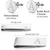 imageORAZIO 4 PCS Initial Cufflinks and Tie Clips for Men Stainless Steel Personalized Engraved Cuff Links and Tie Bar Money Clip Set Alphabet Letter AZ with Gift Box for Father HusbandLetterASilver Tone