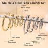 imageORAZIO 4 Pairs Stainless Steel Hoop Earrings Set Cute Huggie Earrings for Women10MM20MME Silvertone 4 pairs Goldtone 4 pairs