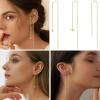 imageORAZIO 6 Pairs Stainless Steel Chain Tassel Earrings for Women Lightweight Wave Threader Ball Dangle Drop Minimalist Chain Earrings SetBGoldtone