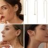 imageORAZIO 6 Pairs Stainless Steel Chain Tassel Earrings for Women Lightweight Wave Threader Ball Dangle Drop Minimalist Chain Earrings SetDRose Goldtone