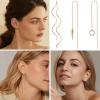 imageORAZIO 6 Pairs Stainless Steel Chain Tassel Earrings for Women Lightweight Wave Threader Ball Dangle Drop Minimalist Chain Earrings SetDRose Goldtone